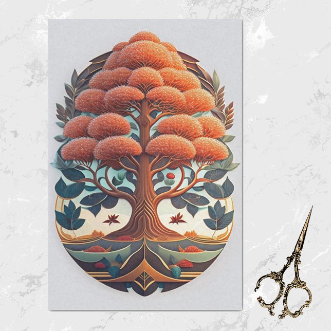 Modern Orange Tree Illustration Tissue Paper (Creator Uploaded)