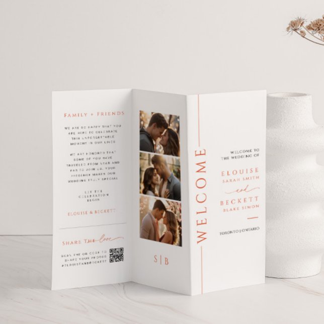 Modern Orange Trifold Wedding Program Paper Sheet (Creator Uploaded)