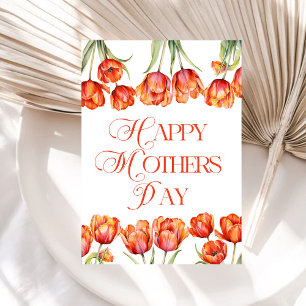 Modern Orange Tulips Floral Happy Mothers Day Invitation
