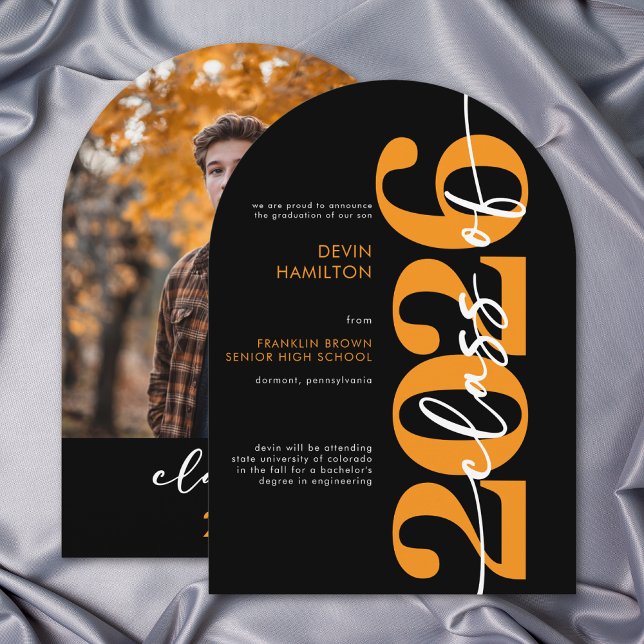 Modern Orange Typography Arch Grad Announcement (Modern Orange Typography Arch Grad Announcement)