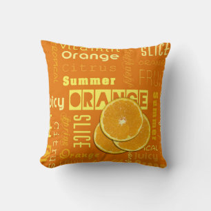 Modern Orange Typography Fruit Slice Cushion