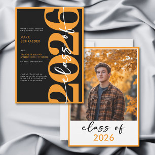 Modern Orange Typography Graduation Announcement