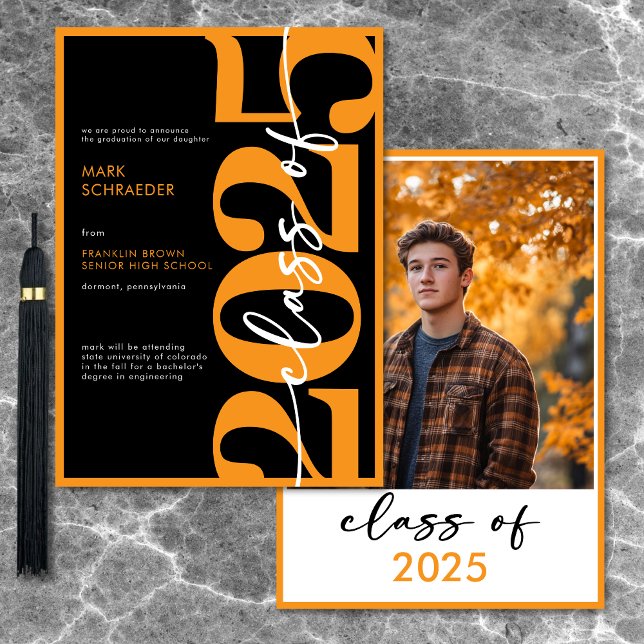 Modern Orange Typography Graduation Announcement (Modern Orange Typography Graduation Announcement)