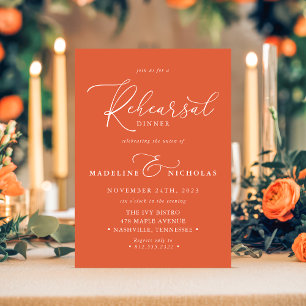 Modern Orange Verona Sunset Rehearsal Dinner Invitation