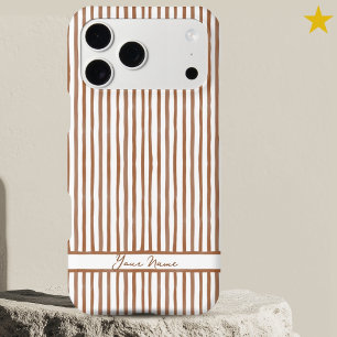 Modern Orange Watercolor Stripes Custom Name 