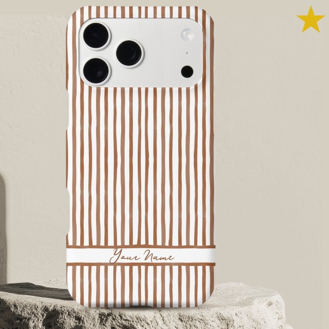 Modern Orange Watercolor Stripes Custom Name  (Creator Uploaded)