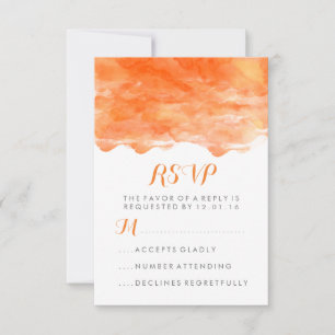 Modern Orange Watercolor Wedding RSVP Card