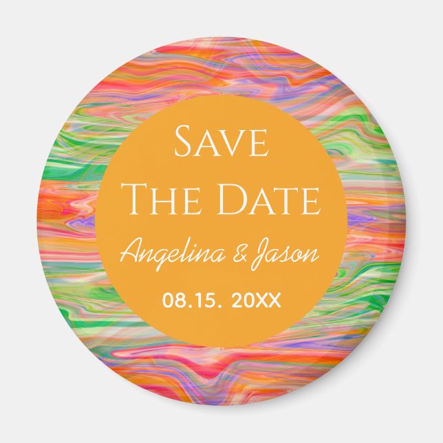 Modern Orange Wedding Save The Date Magnet (Front)