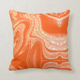 Modern orange white abstract marble pattern cushion