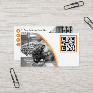 Modern Orange Woodworker Business Card
