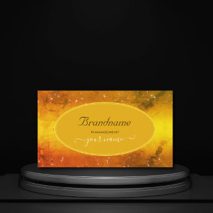 Modern Orange Yellow Marble Glitter Stars Stylish Business Card