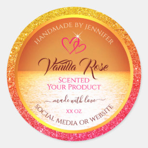 Modern Orange Yellow Ocean Product Labels Glitter