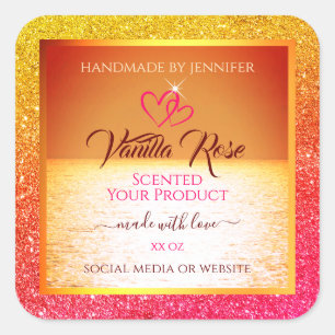 Modern Orange Yellow Ocean Product Labels Glitter