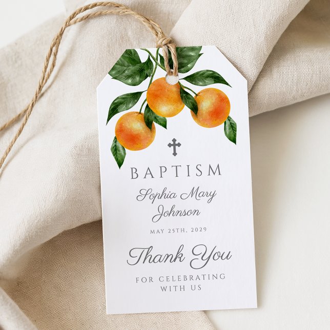 Modern Oranges Baptism Gift Tags (Modern Oranges Baptism Gift Tags)