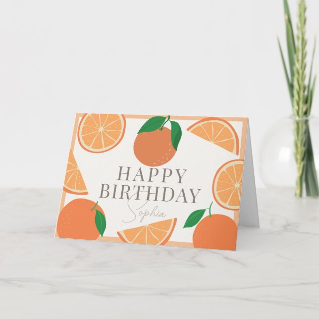 Modern Oranges Birthday Card (Front)