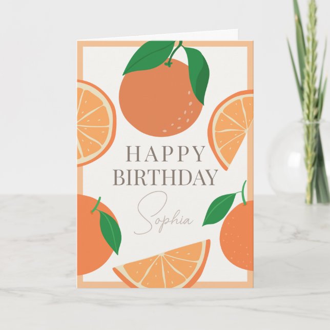 Modern Oranges Birthday Card (Front)