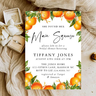 Modern Oranges Citrus Bridal Shower Invitation