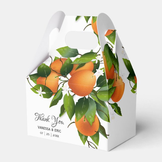 Modern Oranges Fruit | Wedding Favour Box (Front Side)