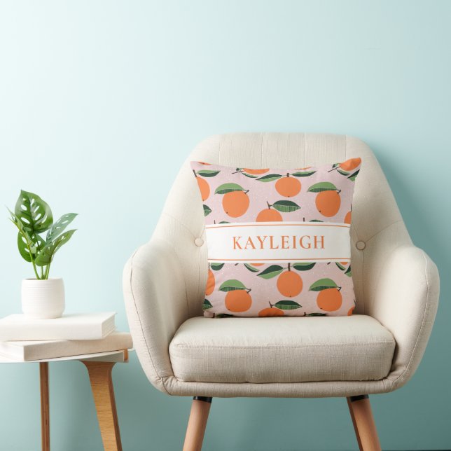 Modern Oranges Pattern Name Kids Cushion (Chair)