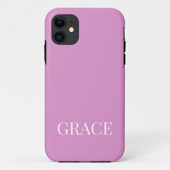 Modern Orchid Lavender Pink Personalized Name Case-Mate iPhone Case (Back)