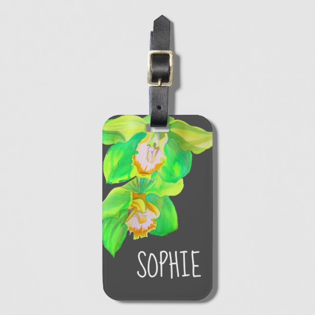 Modern Orchid modern flower art Luggage Tag (Front Vertical)