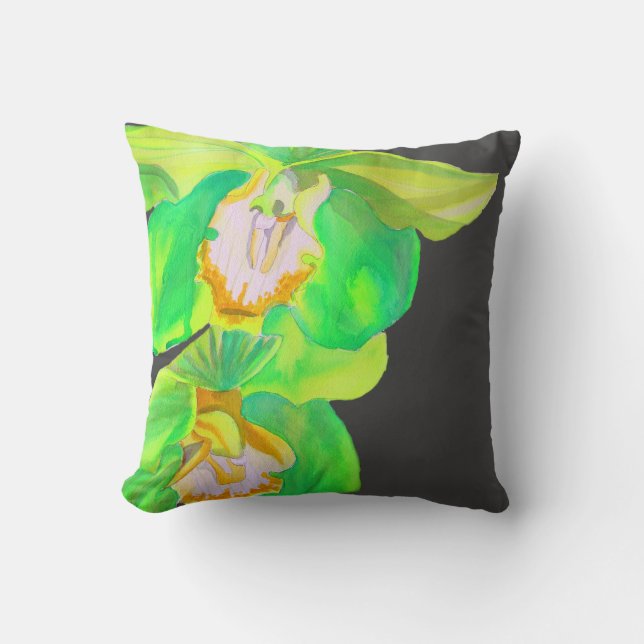 Modern orchid pop art flower cushion (Front)