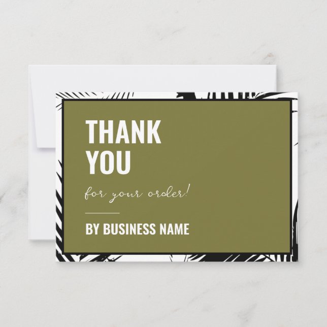 Modern Order Flat Thank You Business Card (Front)