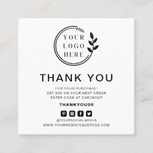 Modern Order Thank You Custom Logo Social Media Square Business Card