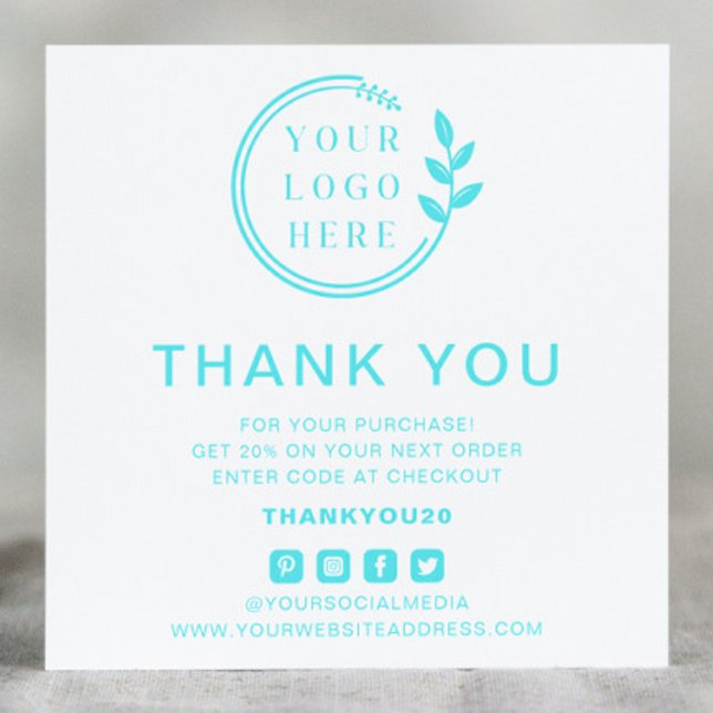 Modern Order Thank You Custom Logo Social Media Square Business Card (Creator Uploaded)