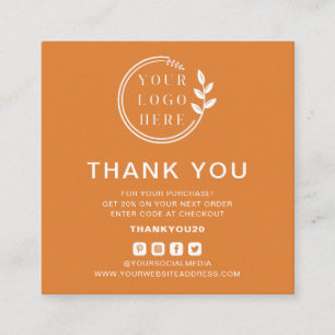 Modern Order Thank You Custom Logo Social Media Square Business Card