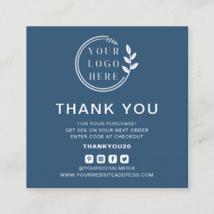 Modern Order Thank You Custom Logo Social Media Square Business Card