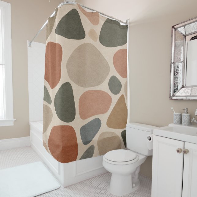 Modern Organic Abstract Pattern Shower Curtain (In Situ)