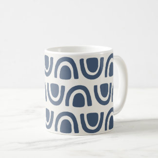 Modern Organic Arch Blocks Navy Cream Pattern Coffee Mug