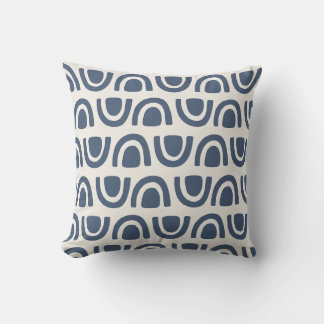 Modern Organic Arch Blocks Navy Cream Pattern Cushion