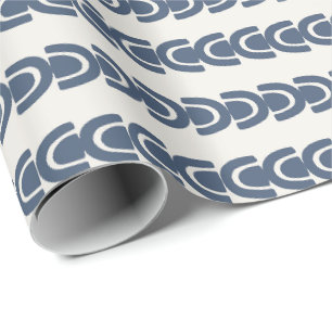 Modern Organic Arch Stripe Navy Cream Pattern Wrapping Paper