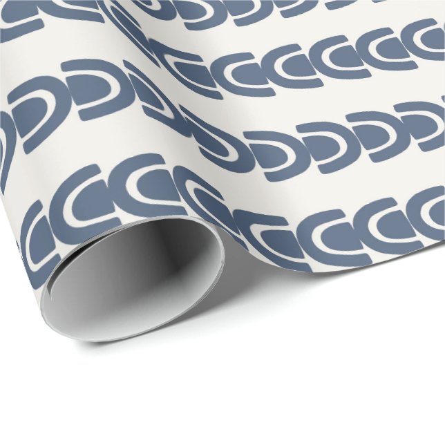 Modern Organic Arch Stripe Navy Cream Pattern Wrapping Paper (Roll Corner)