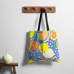 Modern Organic Citrus Fruit & Geometric Confetti Tote Bag