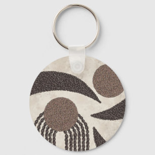 Modern Organic-Coffee Beans-Geometric-Neutral Key Ring