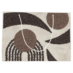 Modern Organic-Coffee Beans-Geometric-Neutral Large Gift Bag