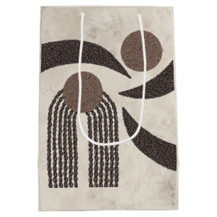 Modern Organic-Coffee Beans-Geometric-Neutral Medium Gift Bag