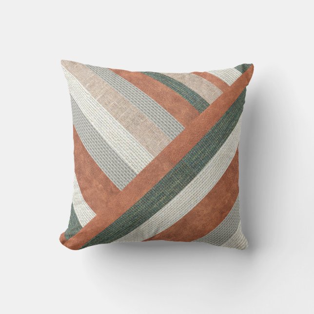 Modern Organic Fabric And Leather Cushion (Front)