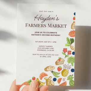 Modern Organic Farmers Market Birthday  Invitation