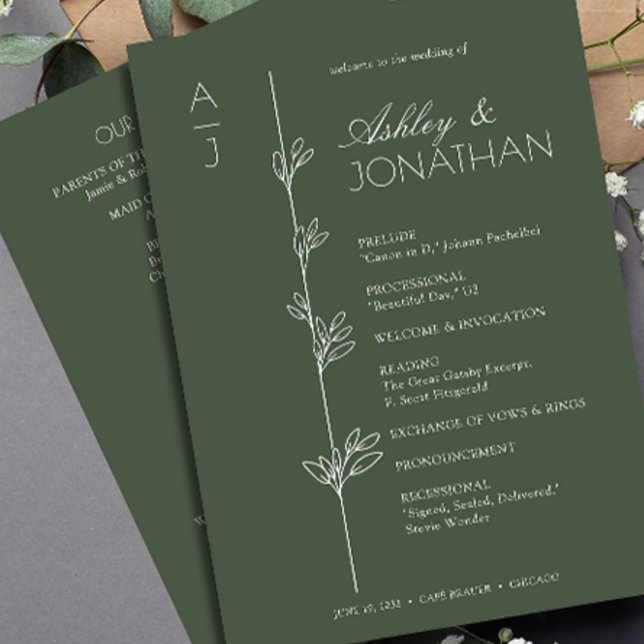 Modern Organic Floral Divider Wedding Program (Creator Uploaded)