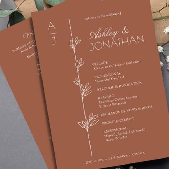 Modern Organic Floral Divider Wedding Program (Creator Uploaded)