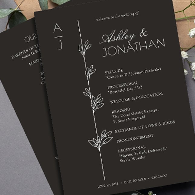 Modern Organic Floral Divider Wedding Program (Creator Uploaded)