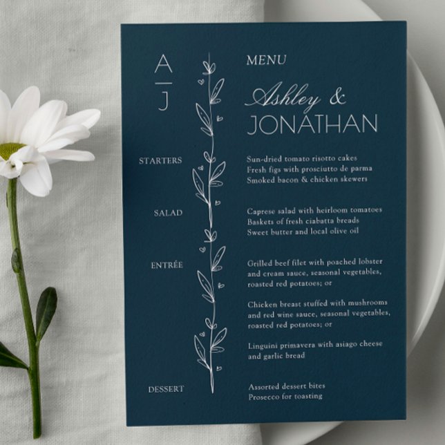 Modern Organic Floral Divider Wedding Reception Menu (Creator Uploaded)