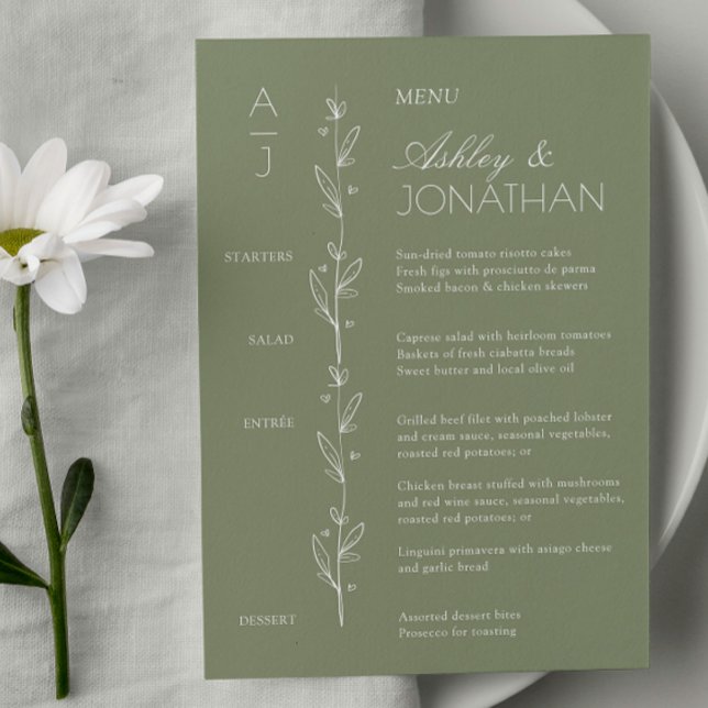 Modern Organic Floral Divider Wedding Reception Menu (Creator Uploaded)