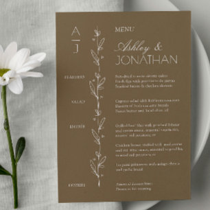 Modern Organic Floral Divider Wedding Reception Menu