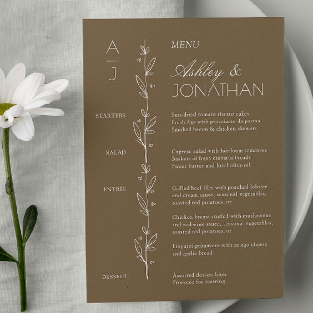 Modern Organic Floral Divider Wedding Reception Menu (Creator Uploaded)