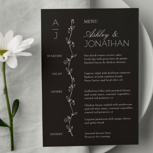 Modern Organic Floral Divider Wedding Reception Menu (Creator Uploaded)